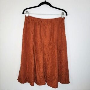 J jill 100% silk midi skirt SP burned orange color crinkle look